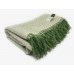100% Wool Blanket/Throw/Rug Cream and Green Broken Herringbone